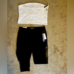 Pants/Leather detailing. Halter top. Great to pair with a jacket or cardigan XL